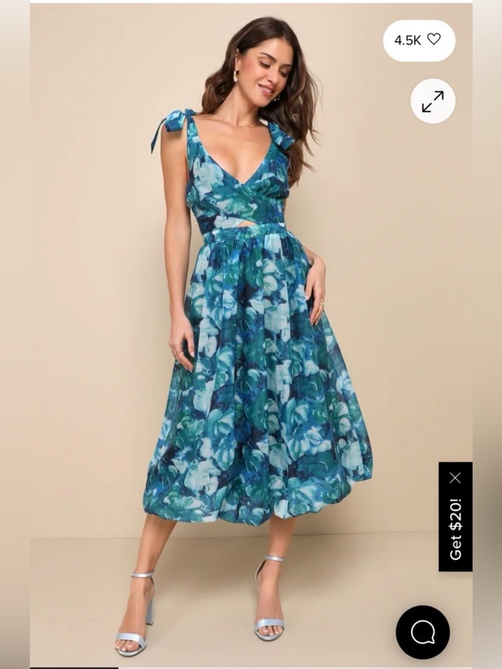 Lulu's Blue Green Floral Dress
